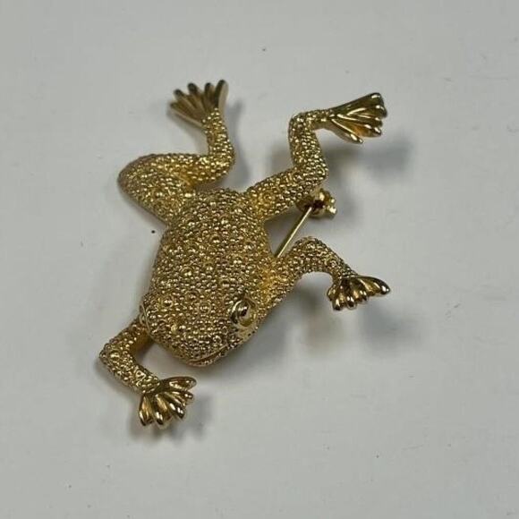 CHRISTIAN DIOR GOLD TONE FROG BROOCH - Picture 2 of 3